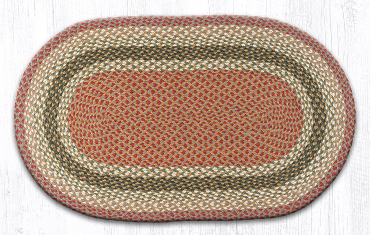 Earth Rugs C-24 Olive / Burgundy / Gray Oval Braided Rug 27" x 45"